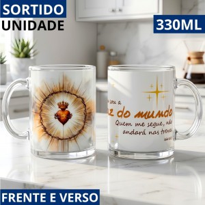 Caneca de Vidro Religiosa Frases Fé 330Ml Presente Criativo Decoração