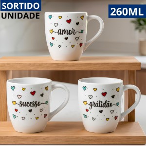 Caneca Cerâmica Cônica Glamour 260Ml Sortida Chá Café Decoração Elegante Presente