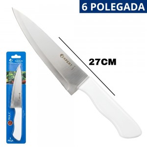 Faca Peixeira Gamma 6 Polegadas 27Cm Cabo Plástico Branco Cozinha Churrasco