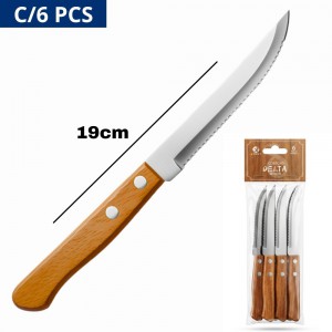 Jogo de Facas Mesa Inox Cabo Madeira Delta Wood 6 Peças 19Cm