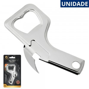 Abridor Latas Garrafas Aço Inox Premium 9Cm Multifuncional Alpha Resistente