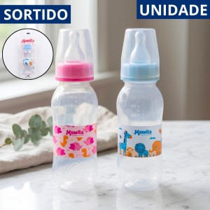 Mamadeira Mamita 240Ml Bico Silicone Decorada Bebê Antivazamento Conforto Sortida