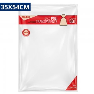 Saco Plástico Transparente Poli 35X54Cm Grande 50 Unidades Embalagem Multiuso
