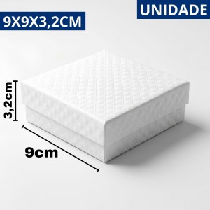 Caixa Presente Premium Rígida Branca para Joias 9X9X3,2Cm