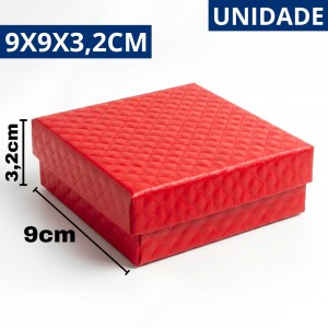Caixa Presente Joias Rígida Vermelha 9X9X3,2Cm Embalagem Luxo Casamento