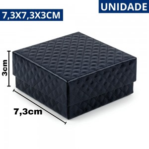 Caixa Presente Rígida Quadrada Preta para Joias Bijuterias Anéis 7X7Cm
