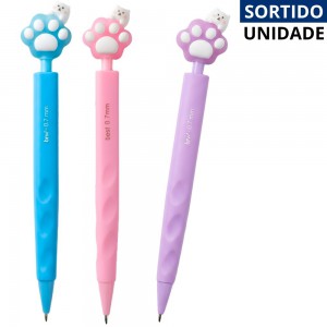 Lapiseira 0.7Mm Brw Triangular Divertida Patinhas Sortidas Escolar Presente