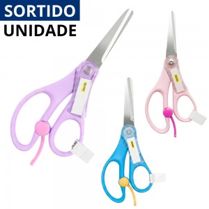 Tesoura Escolar Brw Vai e Vem 13Cm Segura Infantil Cores Sortidas