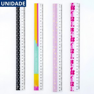 Régua Plástica Brw 30Cm Sortidas Tons Pastel Poliestireno Resistente Escola