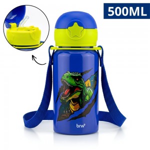 Garrafa Alumínio Raptors 500Ml Canudo Silicone Cordão Hidratação Prática Esportiva