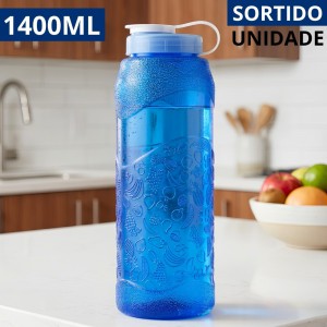 Garrafa Plástica Redonda 1400Ml Sortidas Tampa Hidratação Dia a Dia