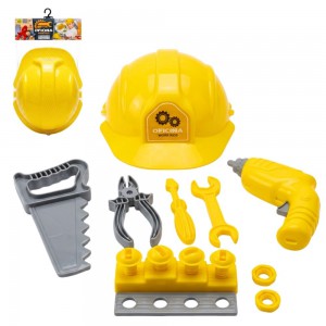 Kit Oficina Ferramentas Infantil 13 Peças com Capacete Brinquedo Educativo
