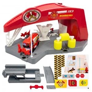 Kit Estação Bombeiro Infantil 2 Peças Plástico Resgate Aventura Criança
