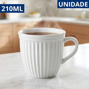 Xícara Chá Café Cerâmica Veneza Branca 210Ml Elegante Decoração