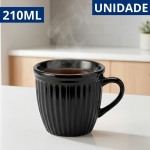 Xicara Cha Ceramica Veneza Preta 210Ml