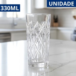 Copo Vidro Diamond Alto Transparente 330Ml Elegante Suco Água Bebidas
