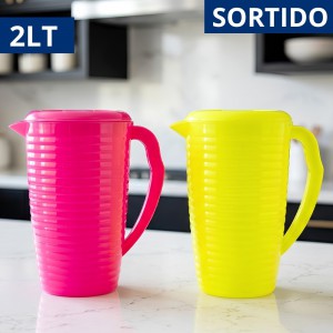 Jarra Plástica Prisma Neon Colorida 2 Litros com Tampa Sortida