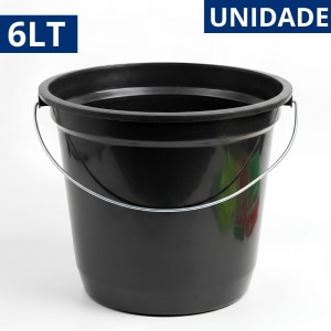 Balde Plástico Preto 6L Multiuso com Alça Resistente Casa Jardim