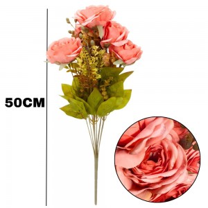 Buquê Flores Rosas Artificiais Rosa 50Cm Grande Decorativo Luxo Completo
