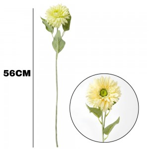 Haste Flor Artificial Gerbera Creme 56Cm com Folhagem X2 Decorativa Realista