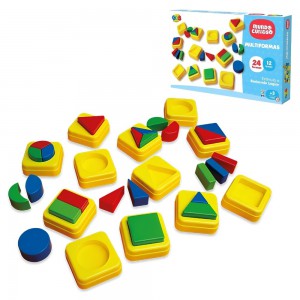 Brinquedo Pedagógico Multiformas Encaixe 24 Formas 12 Bases Infantil