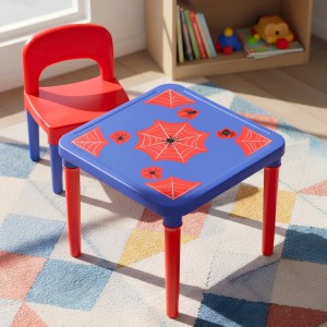 Kit Mesa Cadeira Infantil Rosa Aranha Decoração 9 Adesivos Atividades