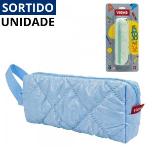 Estojo Escolar Fofo Tons Pastel Vighs Grande Organizador Material