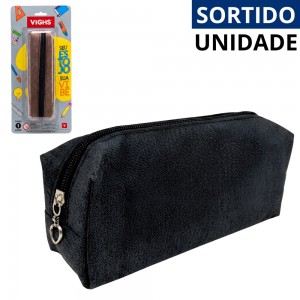 Estojo Escolar Vighs Sortido Personalizado Zíper Grande 9X20X5Cm Resistente