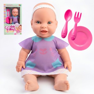 Boneca Bebê Milk Babys Papinha 36Cm com Acessórios Presente Infantil