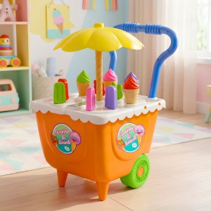 Carrinho de Sorvete Infantil Brinquedo Completo Educativo Crianças Presente Divertido