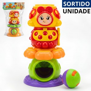 Torre Didática Joaninha 23cm Brinquedo Infantil Empilhar Aprendizagem Cores