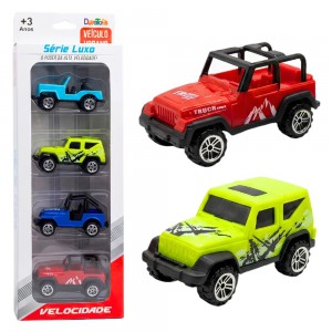 Kit 4 Carrinhos Jeep Fricção Plástico Infantil Brinquedo