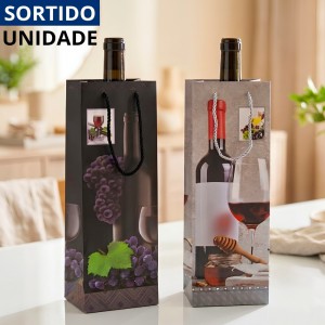 Sacola Caixa para Presente Vinho Estampada 35x9x9cm