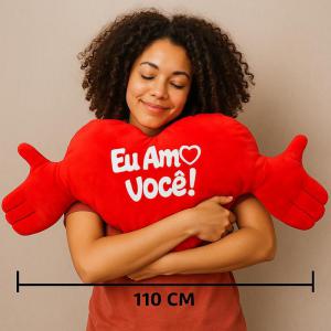 Almofada de Coração com Mão e Frase  50X110Cm - Confeccoes 313 - Ddn