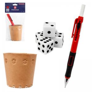 Kit Bozo com Copo de Couro com Lapiseira Ou Caneta e Dados - Lm Distribuidora - Epd